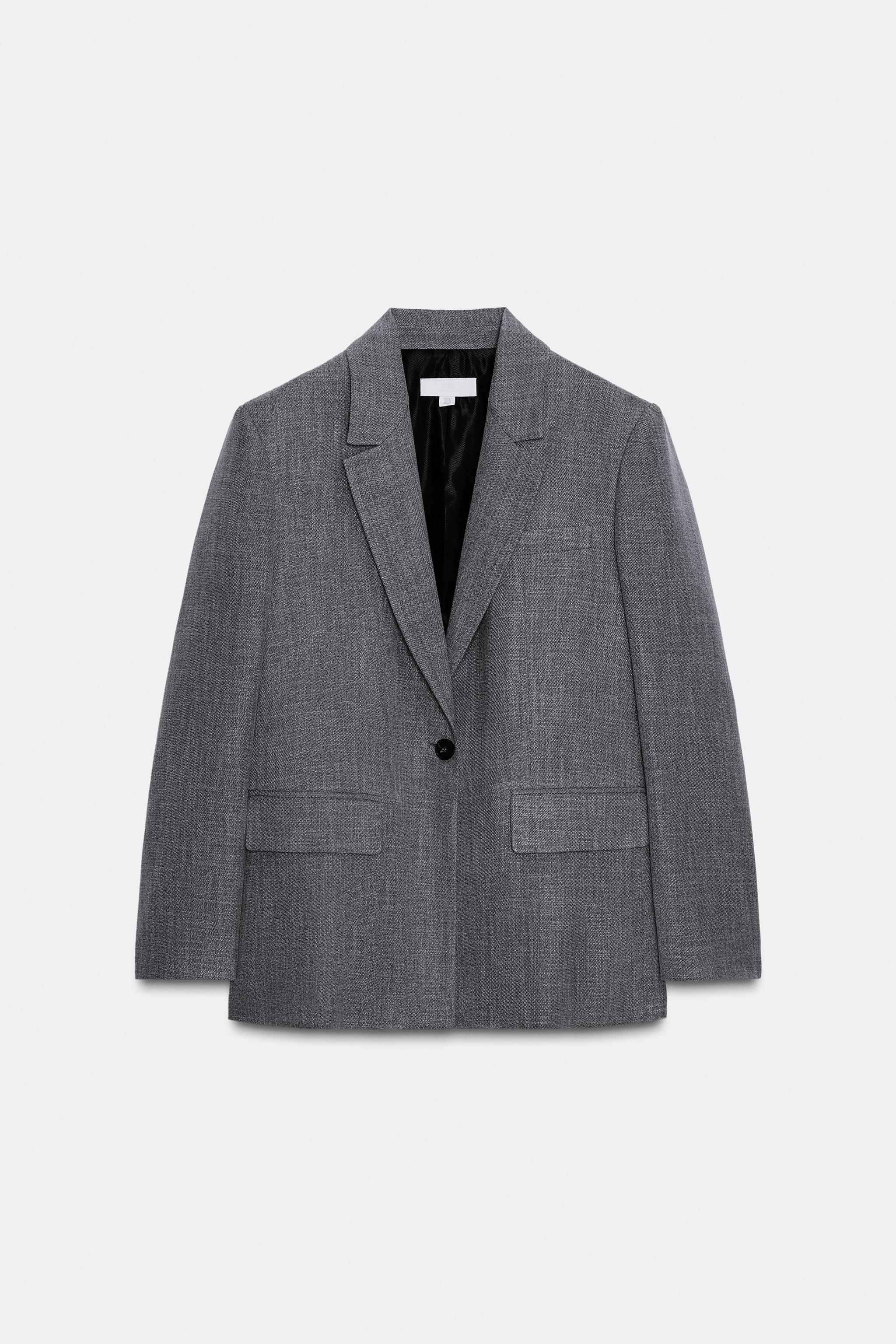 HERRINGBONE BLAZER WITH SHOULDER PADS
